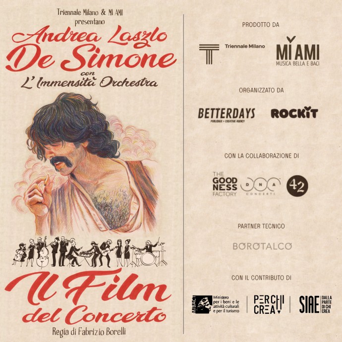 Andrea Laszlo De Simone: domenica 11 aprile, il film del concerto online